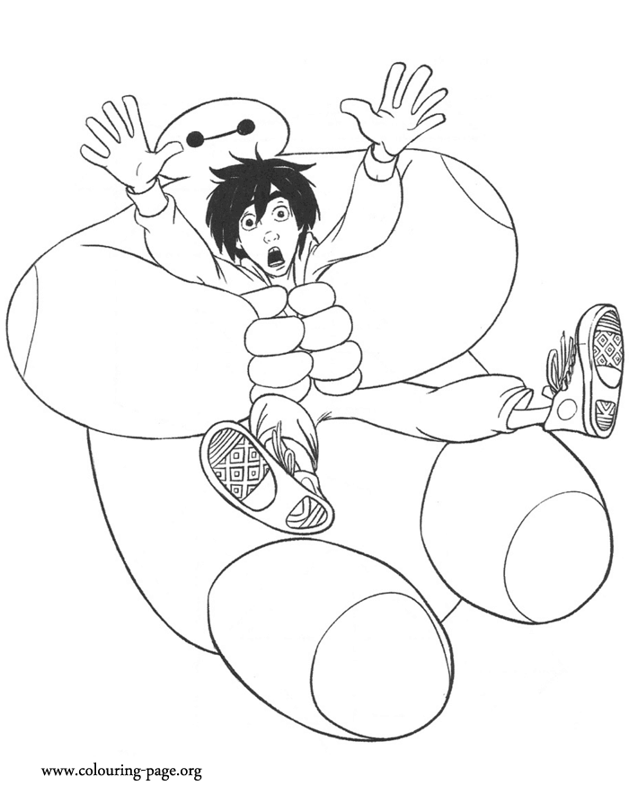 Big Hero 6 - Baymax and Hiro falling out a window coloring page