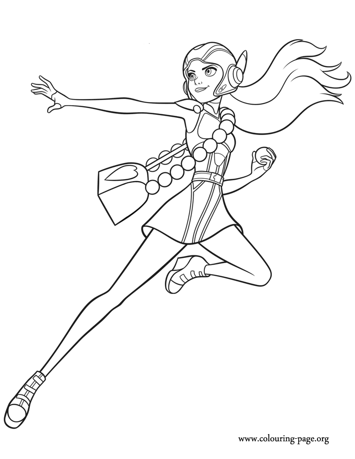 Honey Lemon with her battle armor coloring page