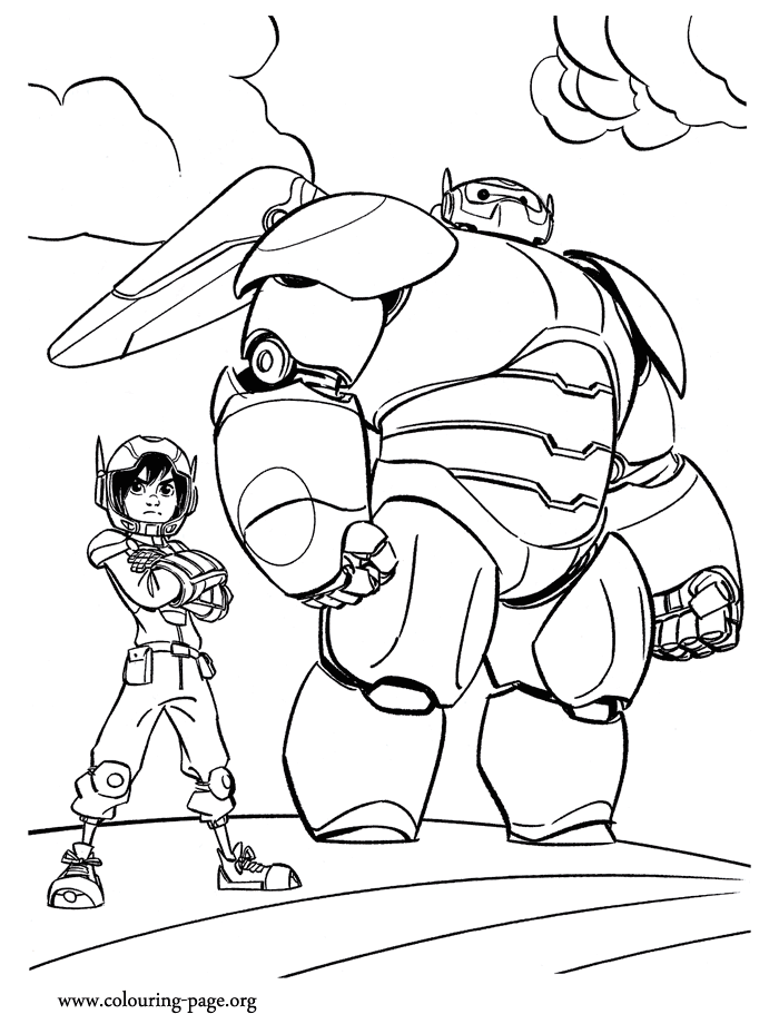 Baymax and Hiro coloring page