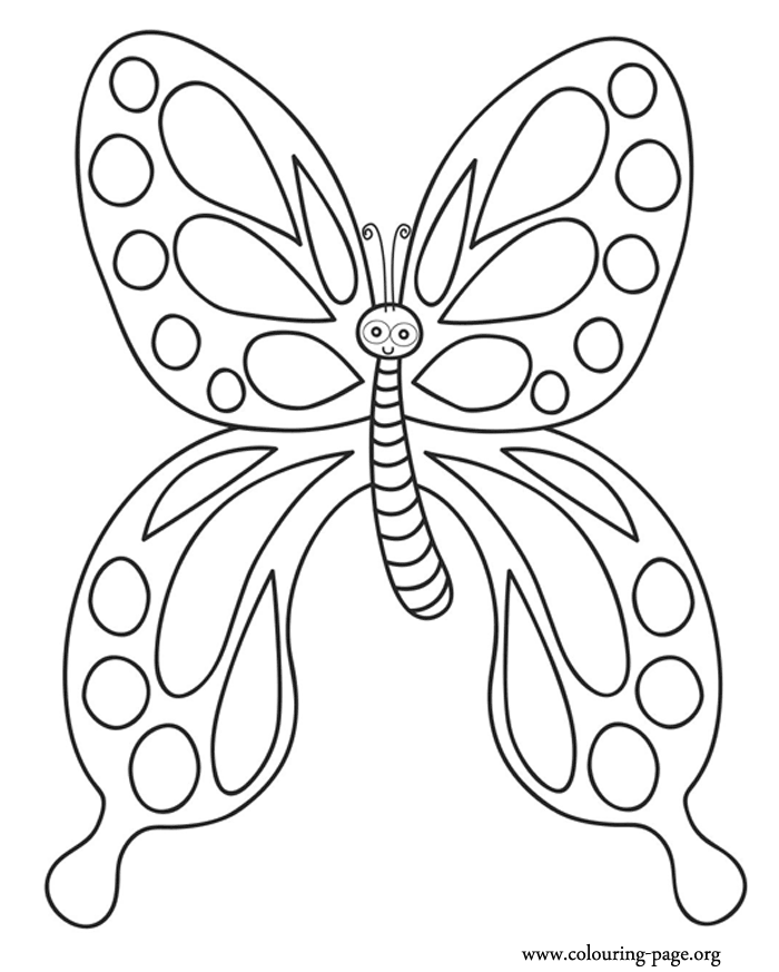 A cute butterfly with spots on the wings coloring page