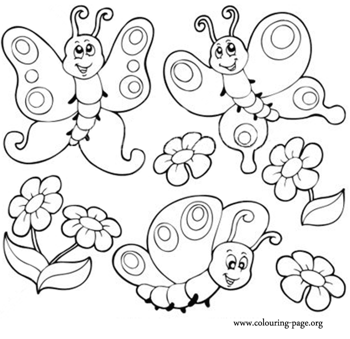 Butterflies - A bunch of cute butterflies coloring page