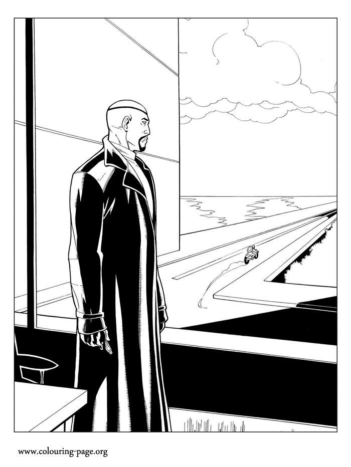 Nick Fury looking out the window coloring page