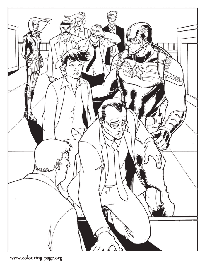 Cap and Black Widow saving the hostages coloring page