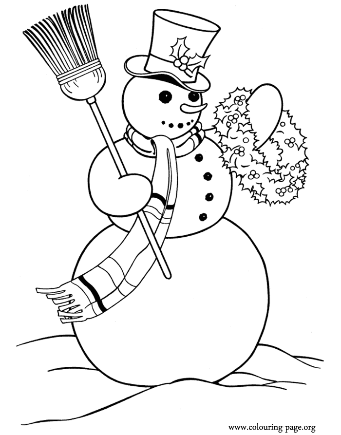 Christmas snowman coloring page