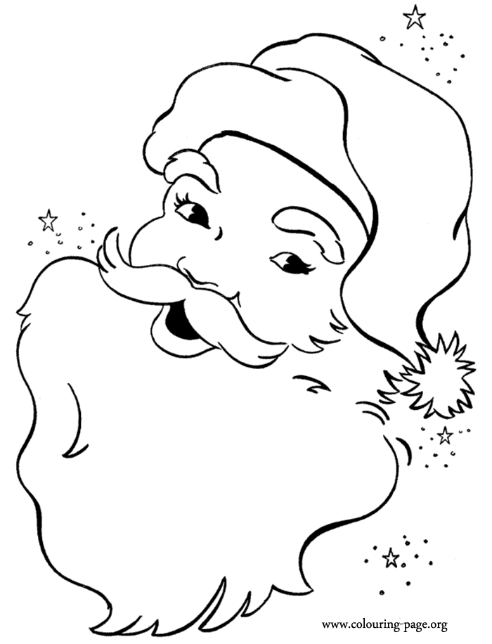 Face of a happy Santa Claus coloring page