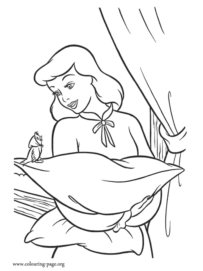 Cinderella talking with her friend coloring page