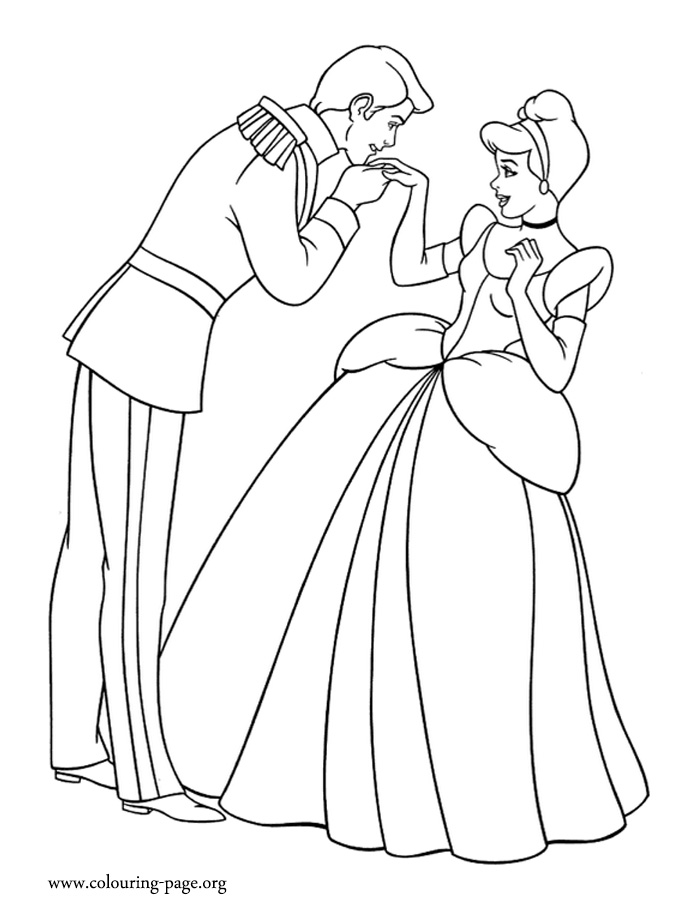 Prince Charming delighted to meet Cinderella coloring page