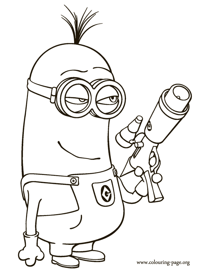 Minion armed coloring page