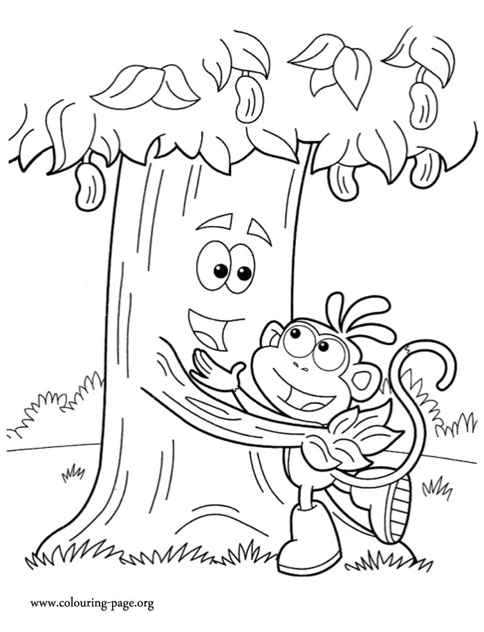 Boots and Chocolate Tree coloring page