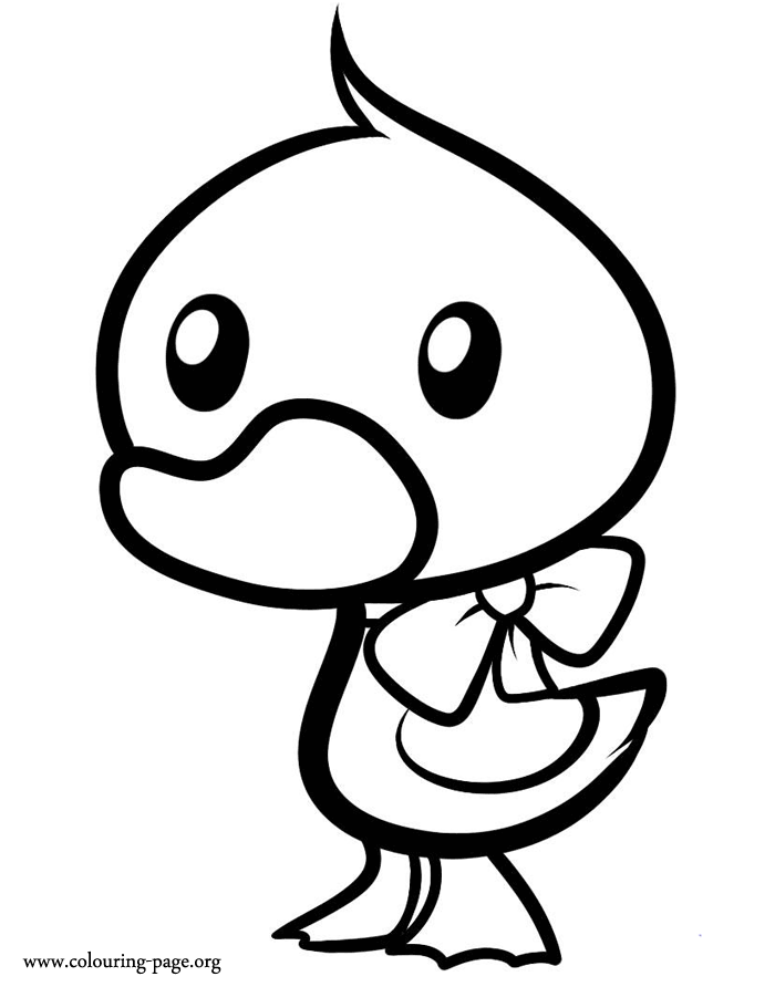 Duckling wearing a ribbon coloring page