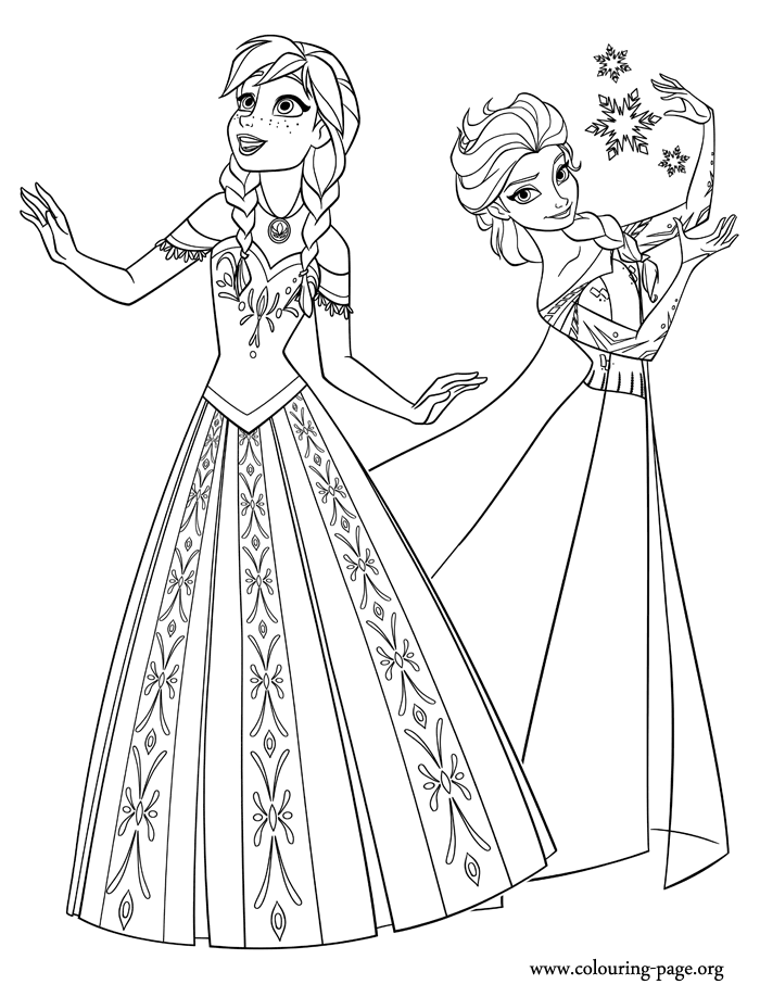Two Princesses of Arendelle coloring page