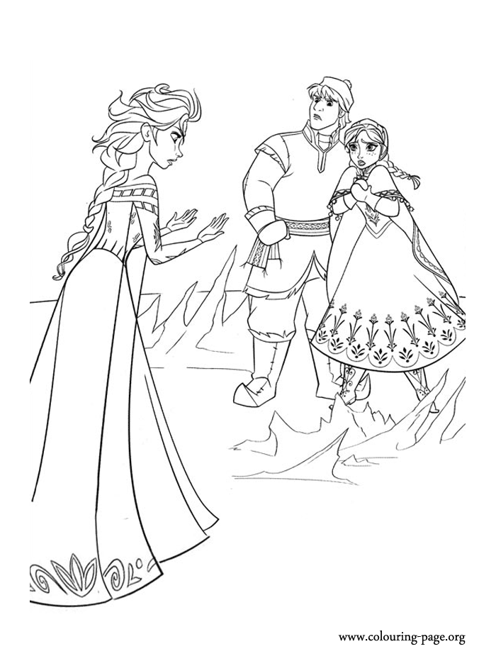 Anna, Kristoff and Elsa coloring page