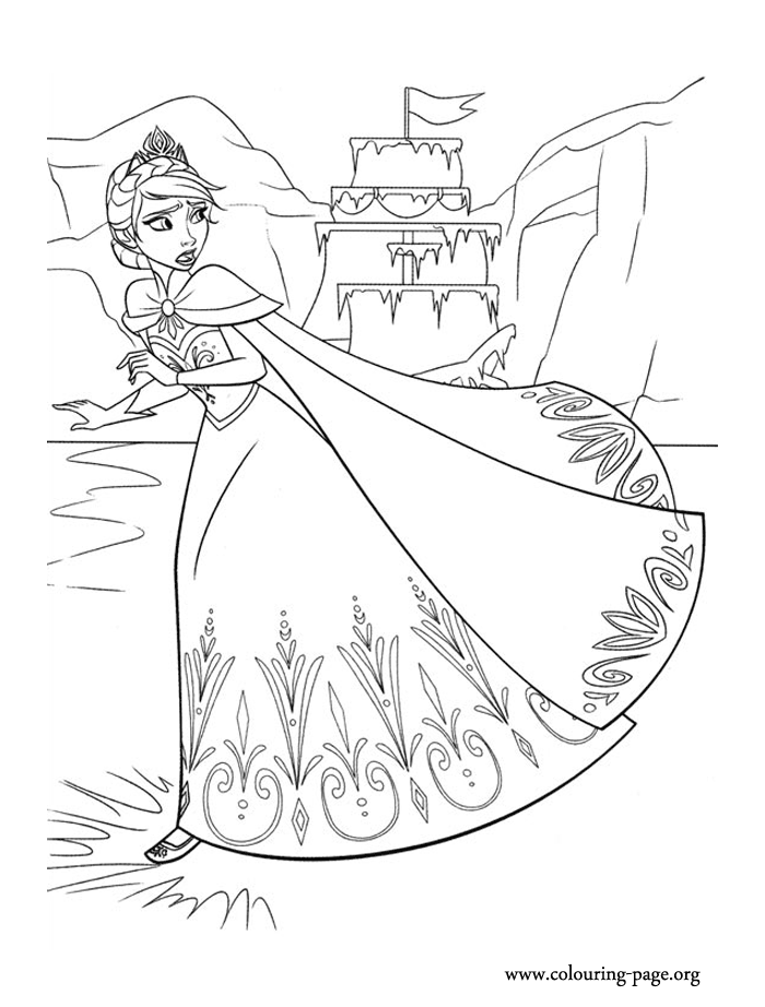 Elsa freezes all of Arendelle coloring page