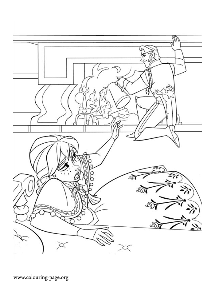 Anna and Hans having a disagreement coloring page