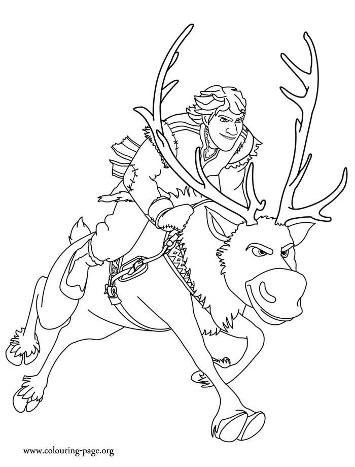 Kristoff and Sven coloring page