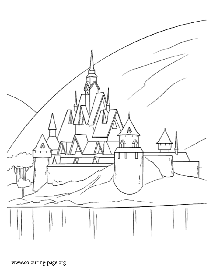 A beautiful castle in Arendelle coloring page