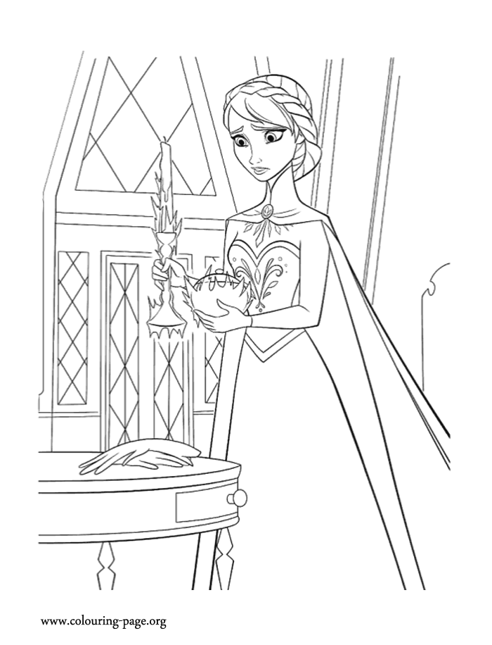 Elsa trying to control her magic coloring page