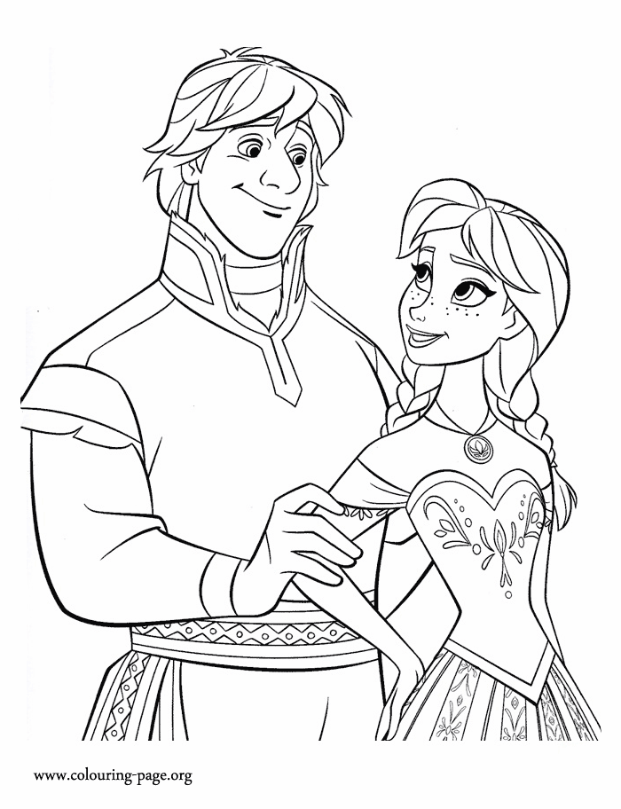 Princess Anna and Kristoff coloring page