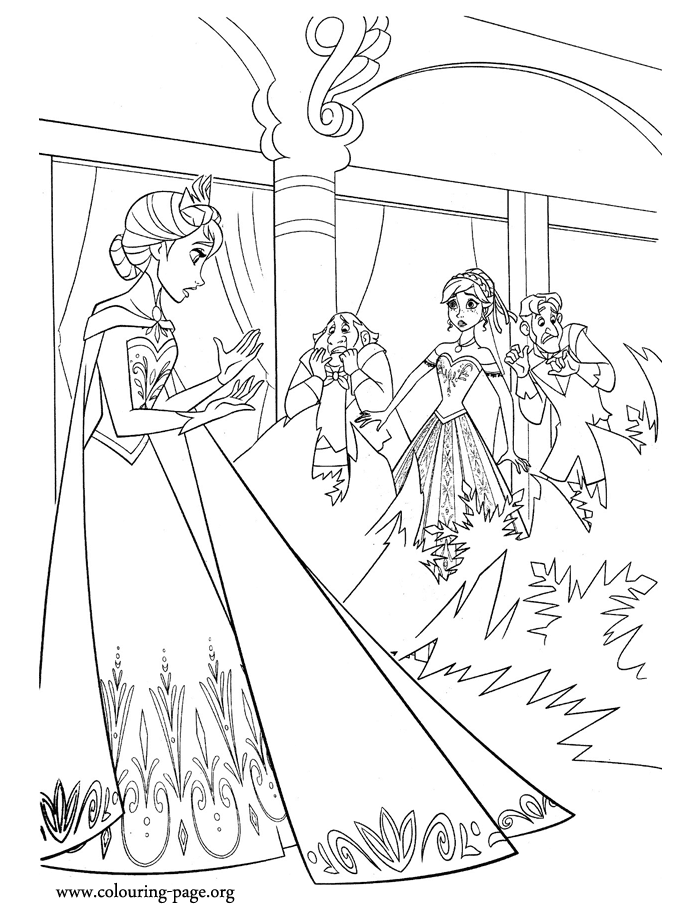 Elsa and her ice power coloring page