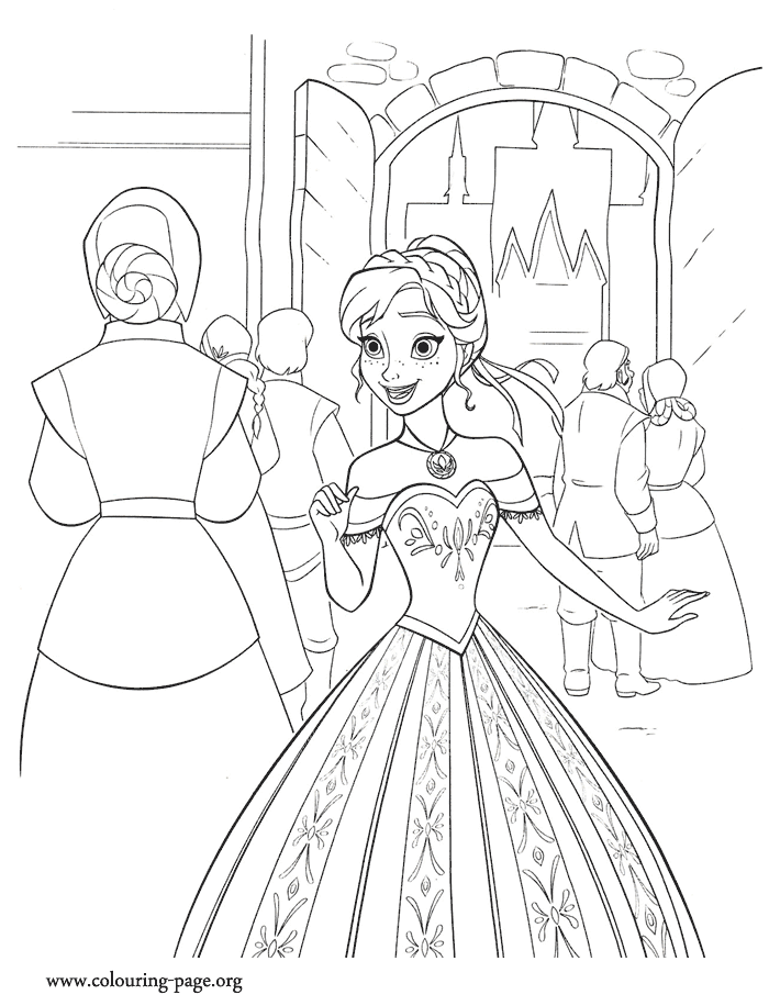 Frozen Anna Excited With The Ceremony Coloring Page