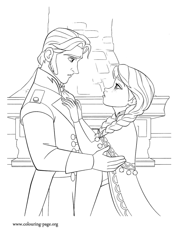Hans doesn't kiss Anna to save her coloring page