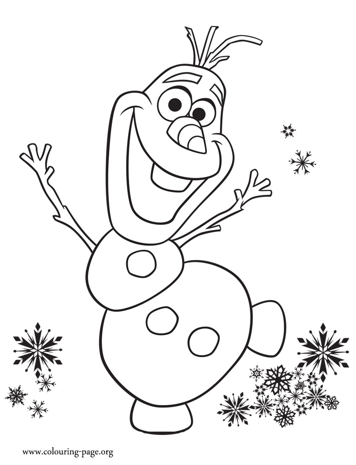 Olaf excited with birthday party coloring page
