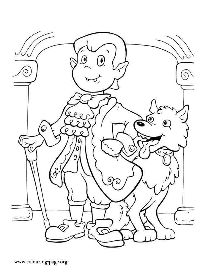 Halloween costume of vampire coloring page