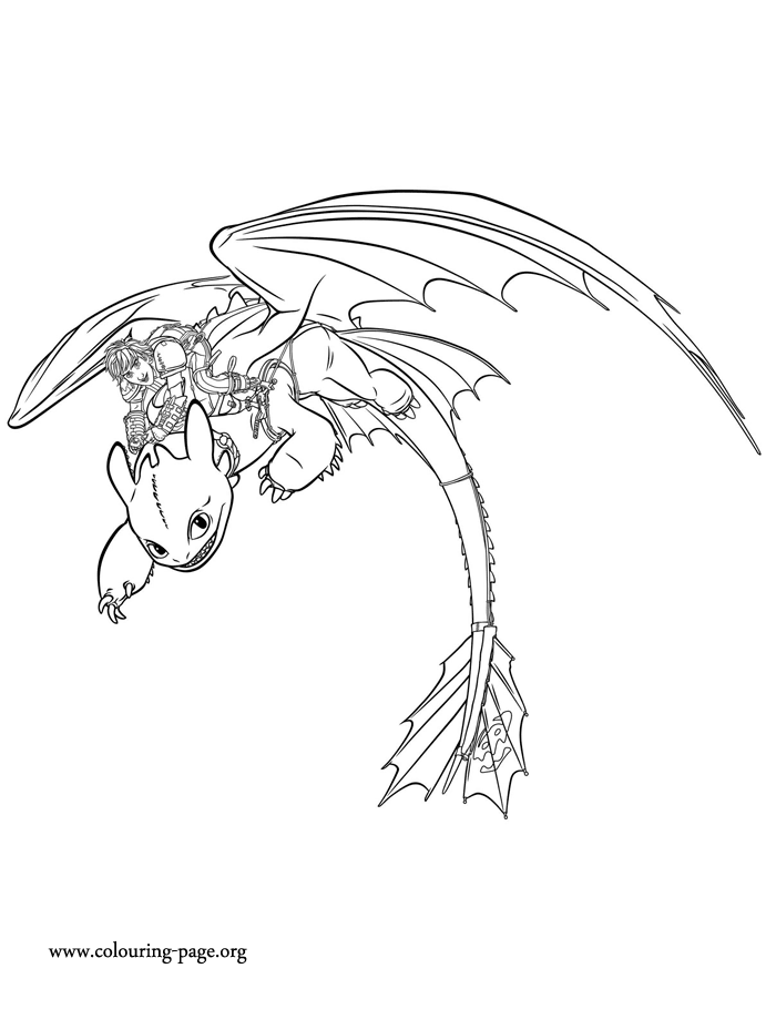 Hiccup and Toothless flying coloring page