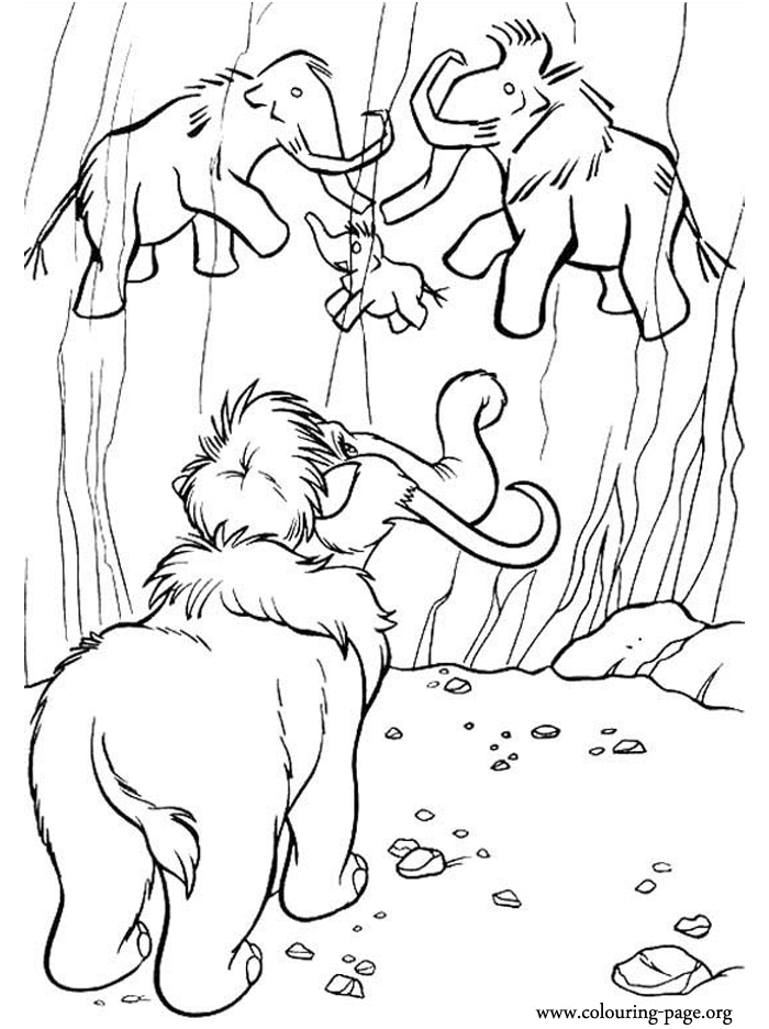 Ellie finds a cave painting coloring page