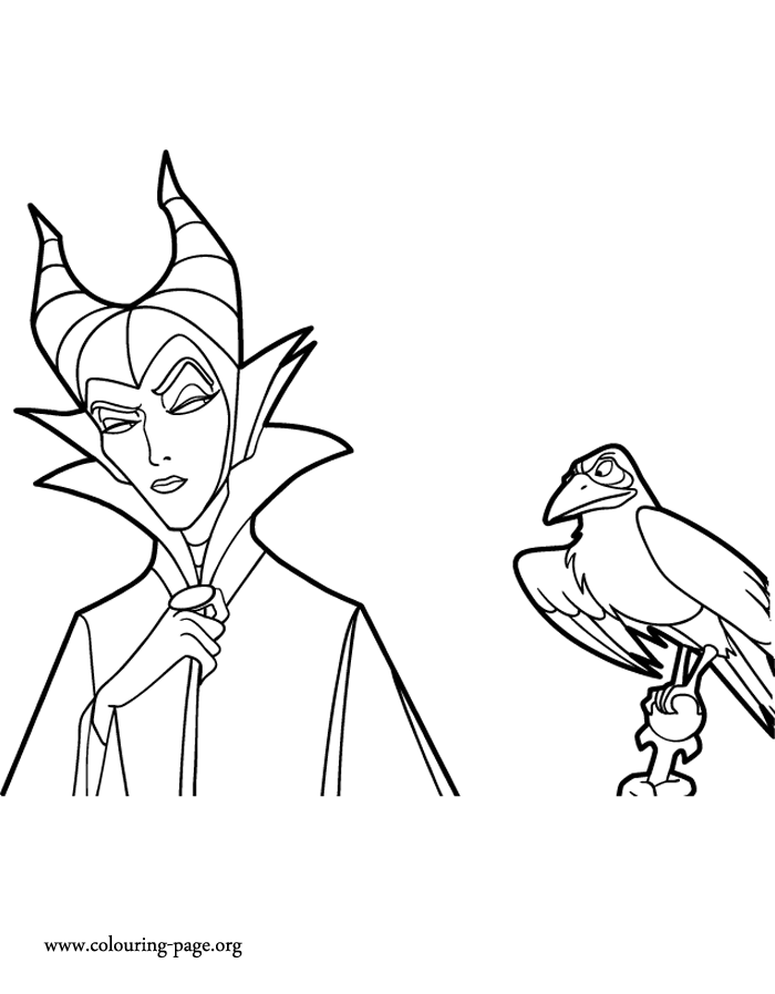 Maleficent and Diablo coloring page