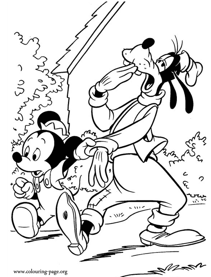 Mickey Mouse and Goofy coloring page