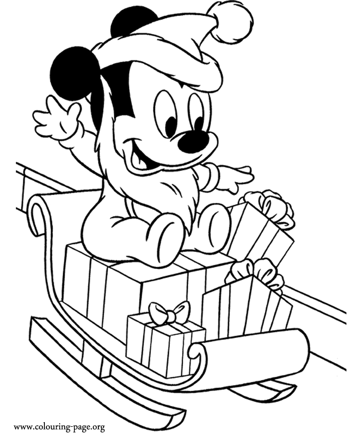 Baby Mickey as Santa Claus coloring page