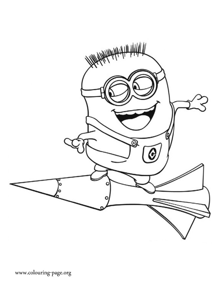 Jerry on the rocket coloring page