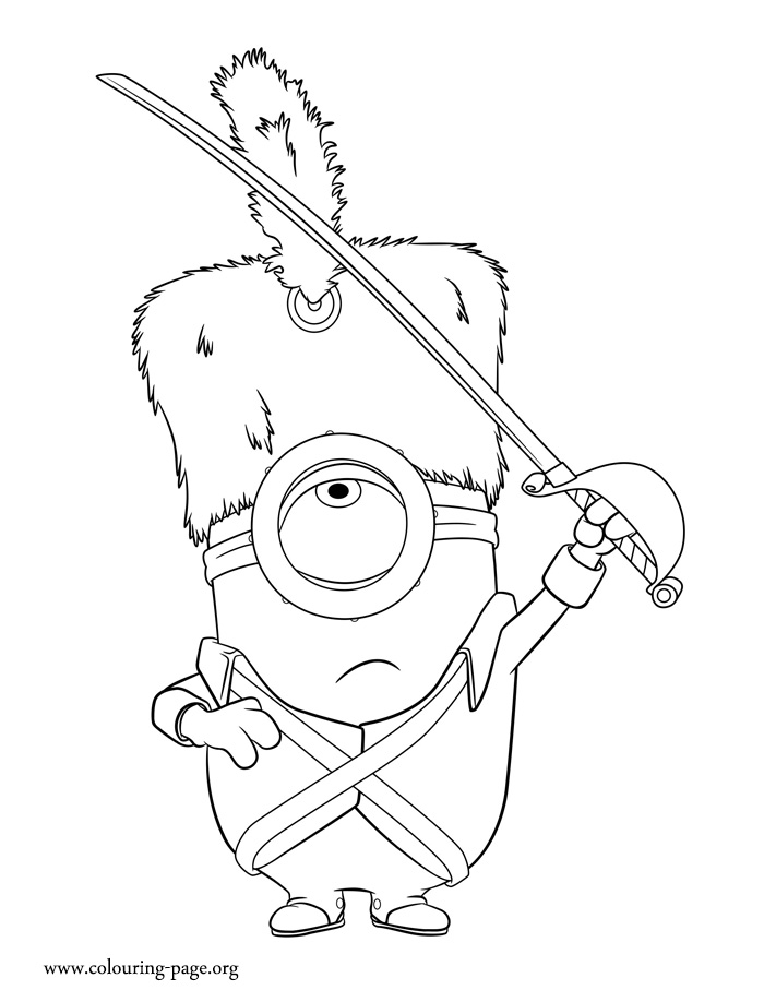 Stuart as a real guard coloring page