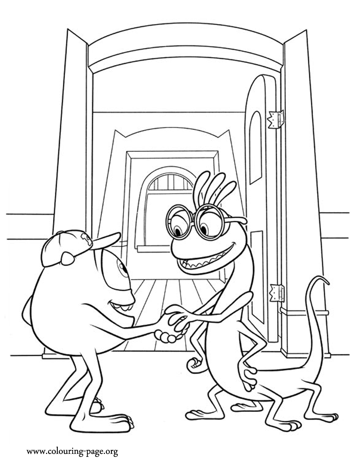 Monsters University - Mike befriends his roommate Randy Boggs coloring page