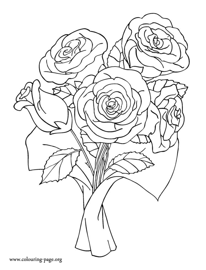 Bunch of roses coloring page