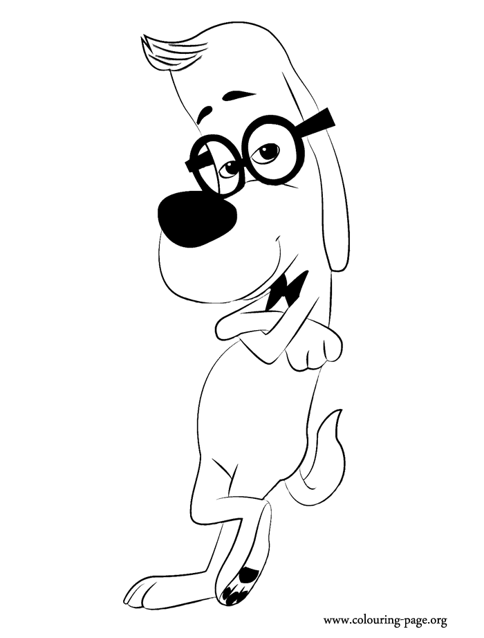 Mr. Peabody, a scientist dog coloring page