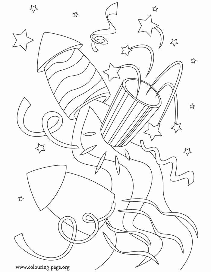 New Year's rockets coloring page