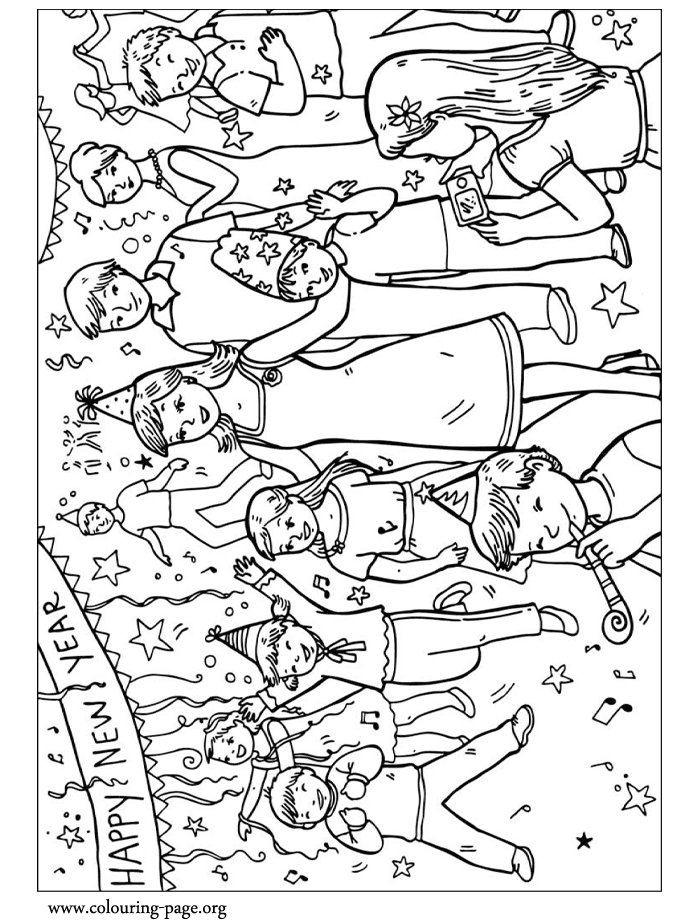 New Year celebration coloring page