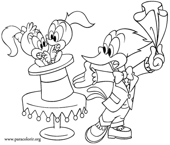 Woody Woodpecker doing magic