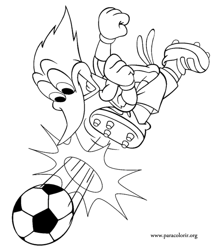 Woody Woodpecker playing Soccer