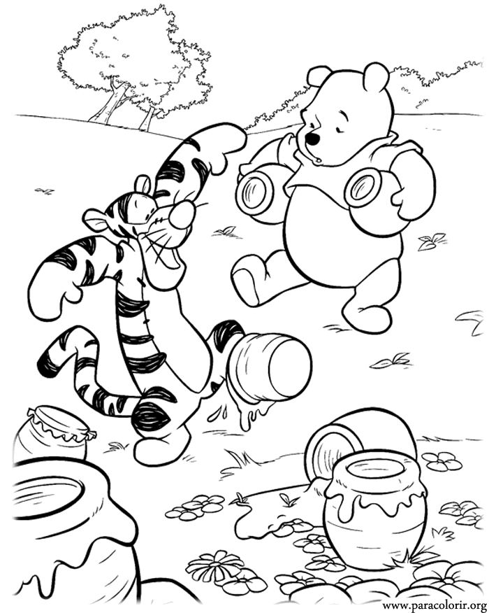 Winnie the Pooh and Tigger packing Honey