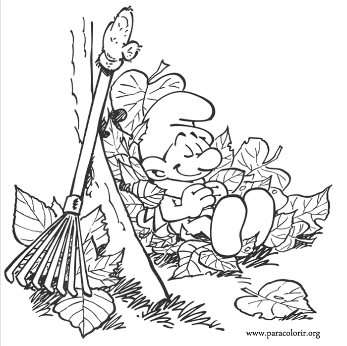 The Smurfs - Lazy Smurf Sleeping coloring page