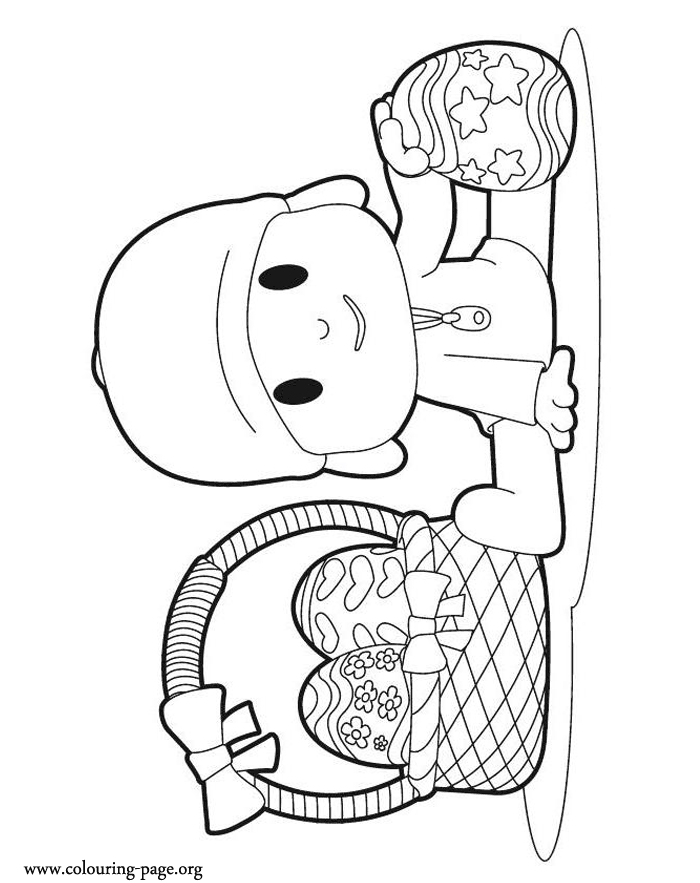 Pocoyo and his easter egg coloring page
