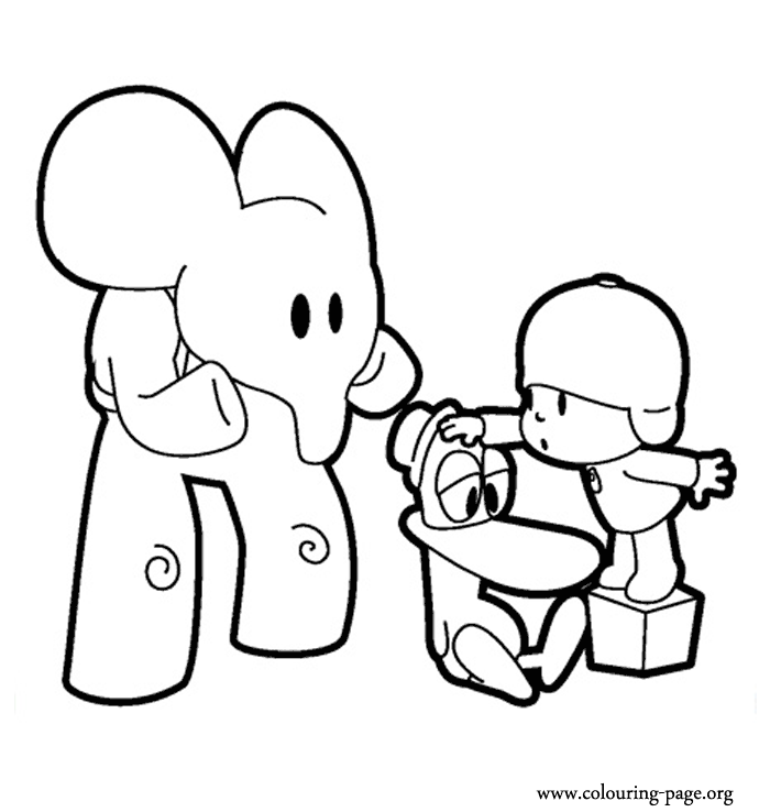 Pocoyo, Elly and Pato coloring page