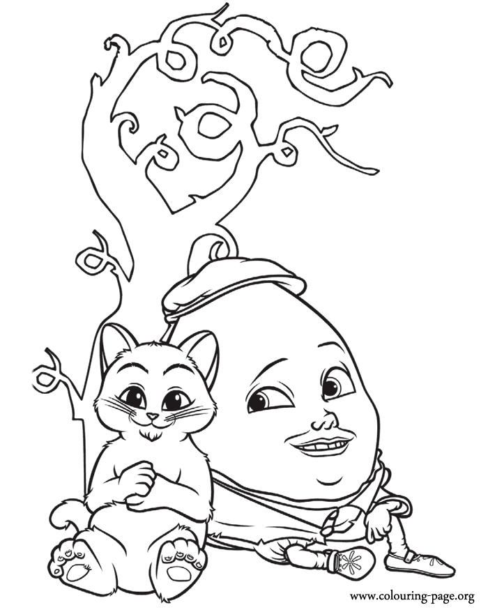 Puss in Boots and Humpty Dumpty coloring page