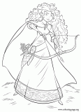 Princess Merida with a bow and arrow coloring page