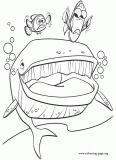 Marlin and Dory about to be engulfed by a whale coloring page