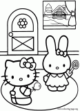 Hello Kitty and Cathy coloring page