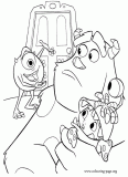 Mike, Sulley and Boo coloring page